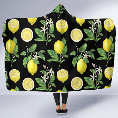 Lemon Pattern Print Design LM02 Hooded Blanket-JORJUNE.COM