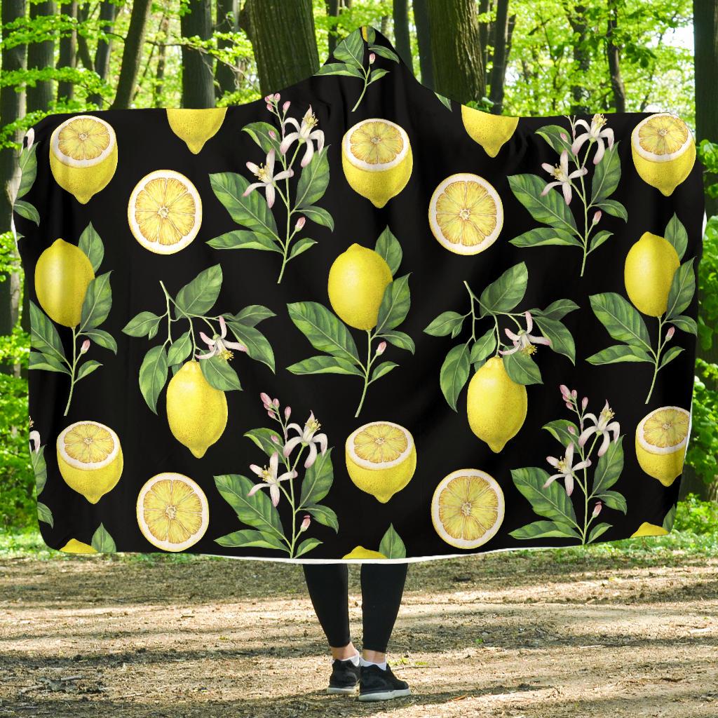 Lemon Pattern Print Design LM02 Hooded Blanket-JORJUNE.COM