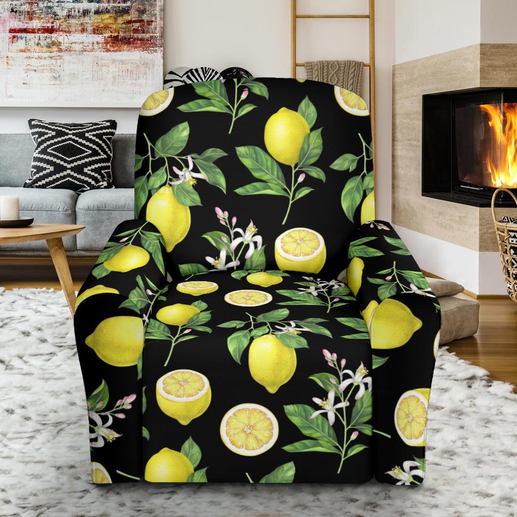 Lemon Pattern Print Design LM02 Recliner Slipcover-JORJUNE.COM