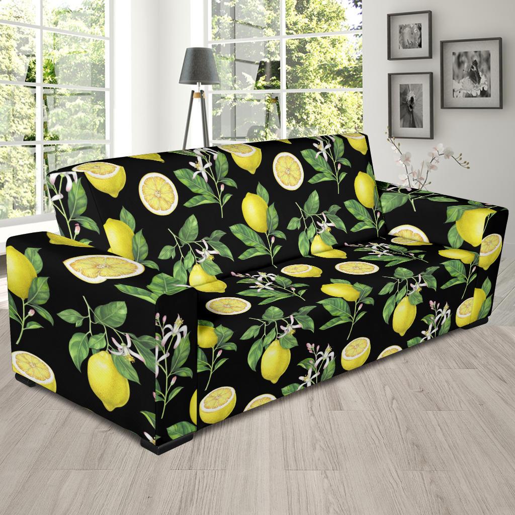 Lemon Pattern Print Design LM02 Sofa Slipcover-JORJUNE.COM