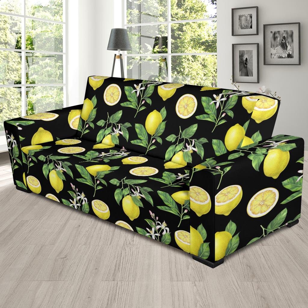 Lemon Pattern Print Design LM02 Sofa Slipcover-JORJUNE.COM