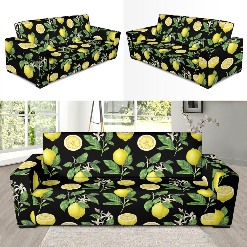 Lemon Pattern Print Design LM02 Sofa Slipcover-JORJUNE.COM