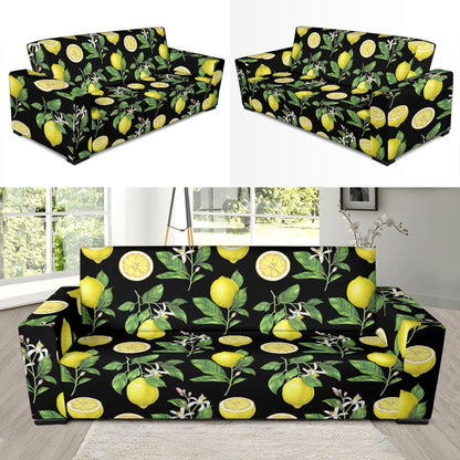 Lemon Pattern Print Design LM02 Sofa Slipcover-JORJUNE.COM
