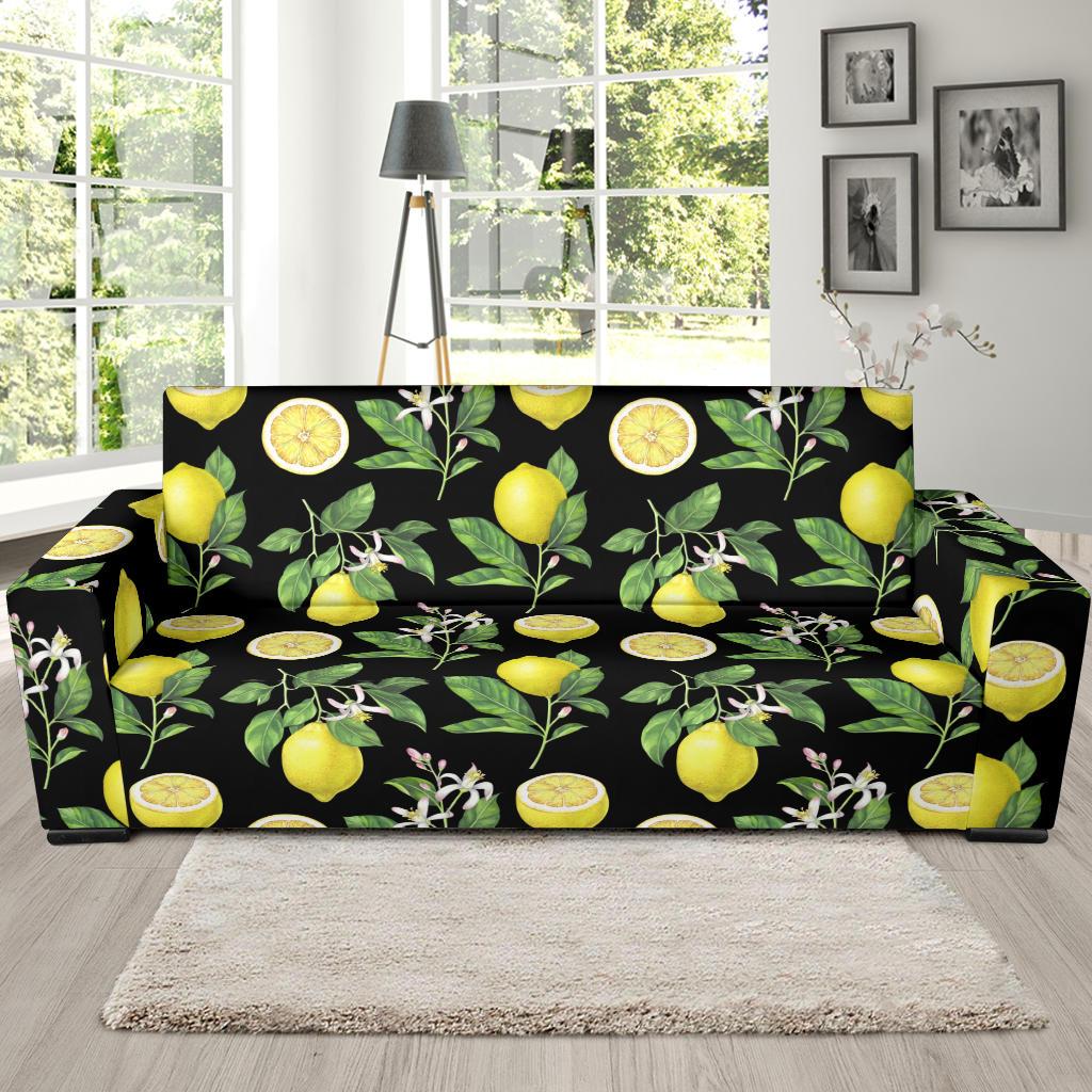 Lemon Pattern Print Design LM02 Sofa Slipcover-JORJUNE.COM