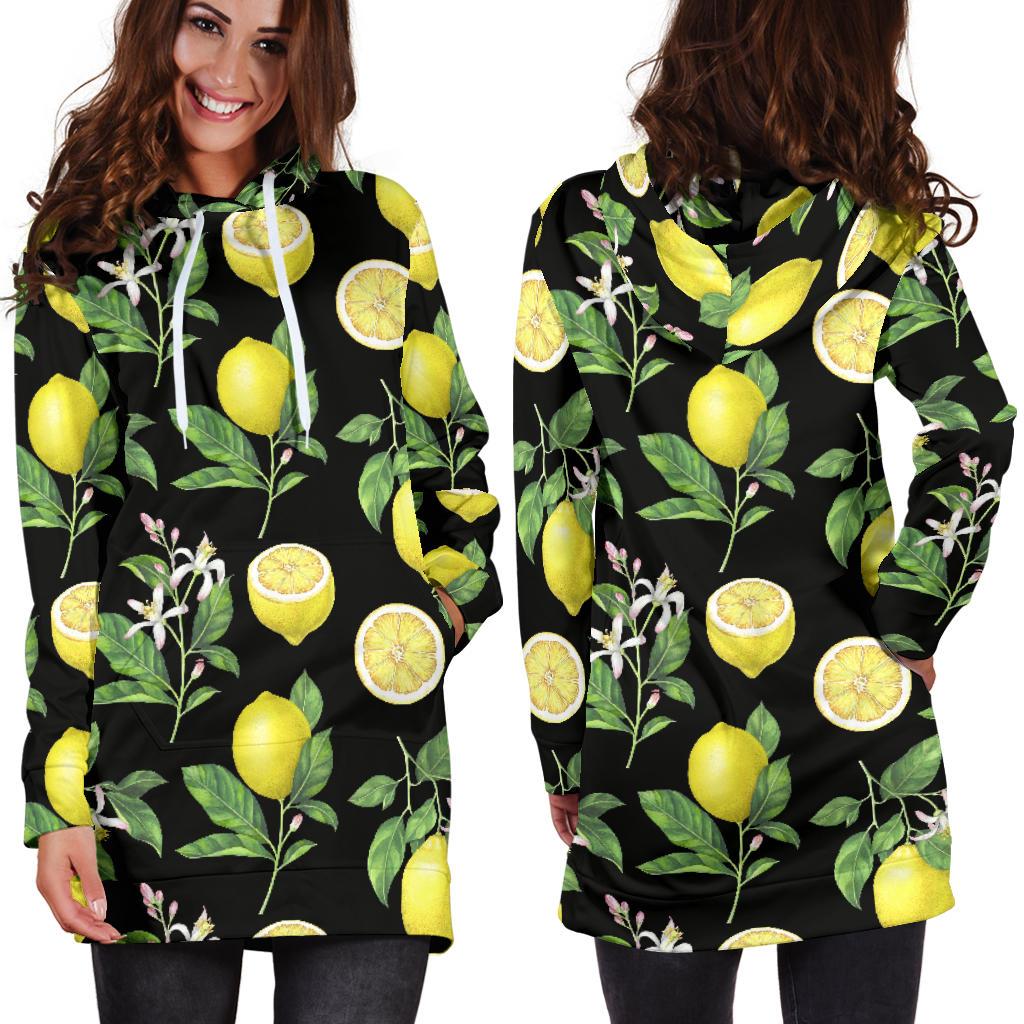 Lemon Pattern Print Design LM02 Women Hoodie Dress