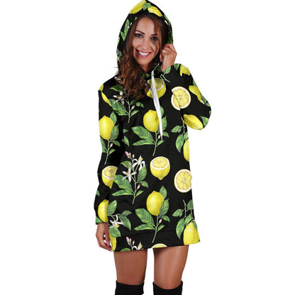 Lemon Pattern Print Design LM02 Women Hoodie Dress