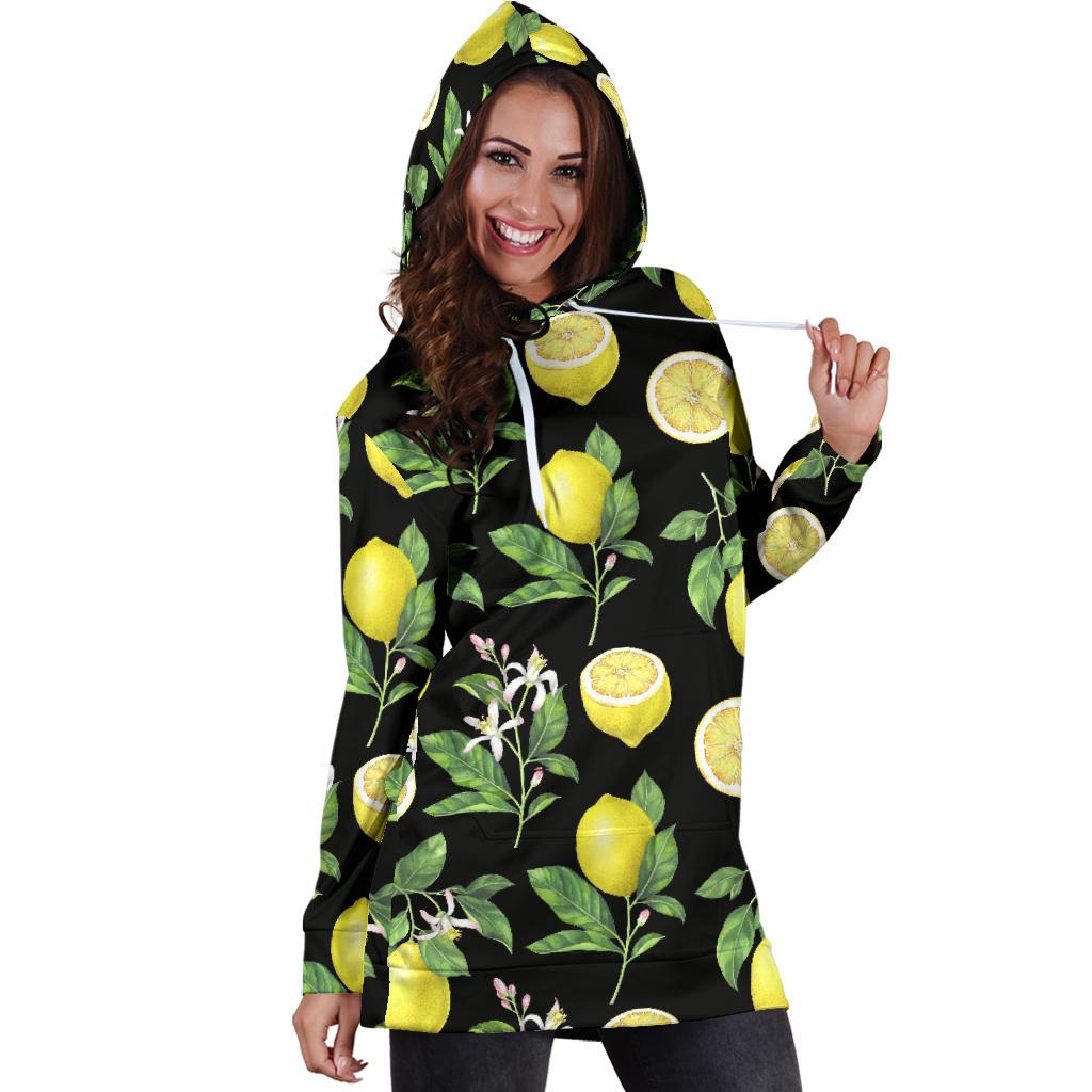 Lemon Pattern Print Design LM02 Women Hoodie Dress