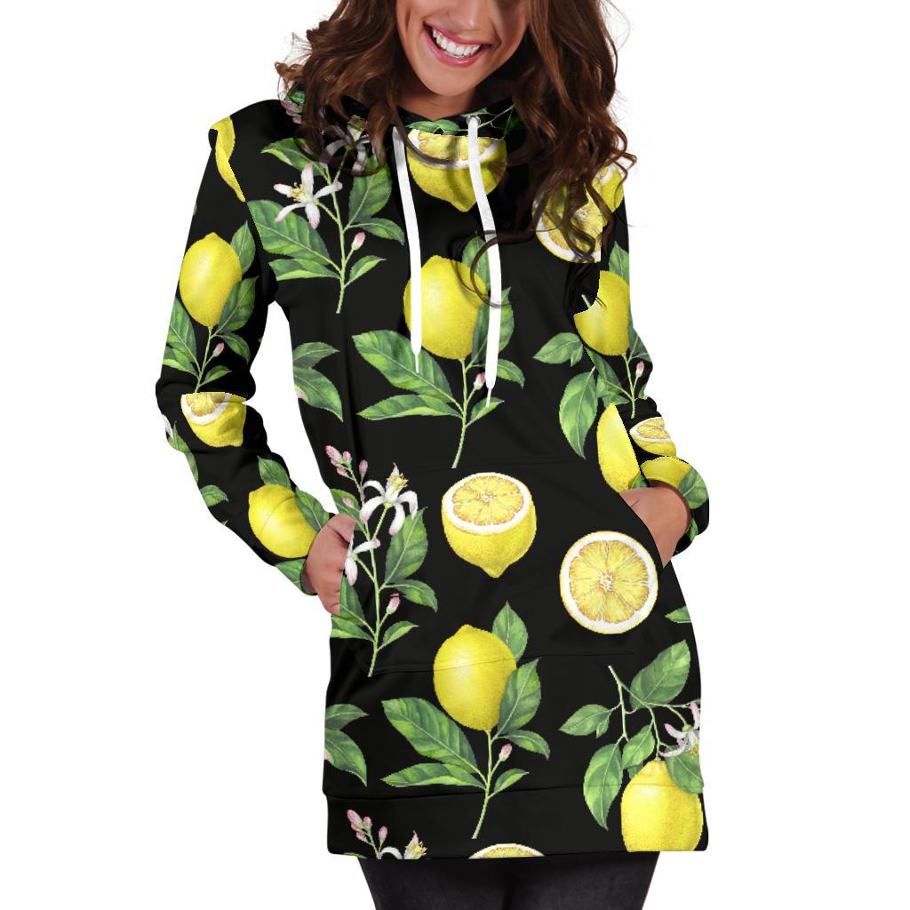 Lemon Pattern Print Design LM02 Women Hoodie Dress