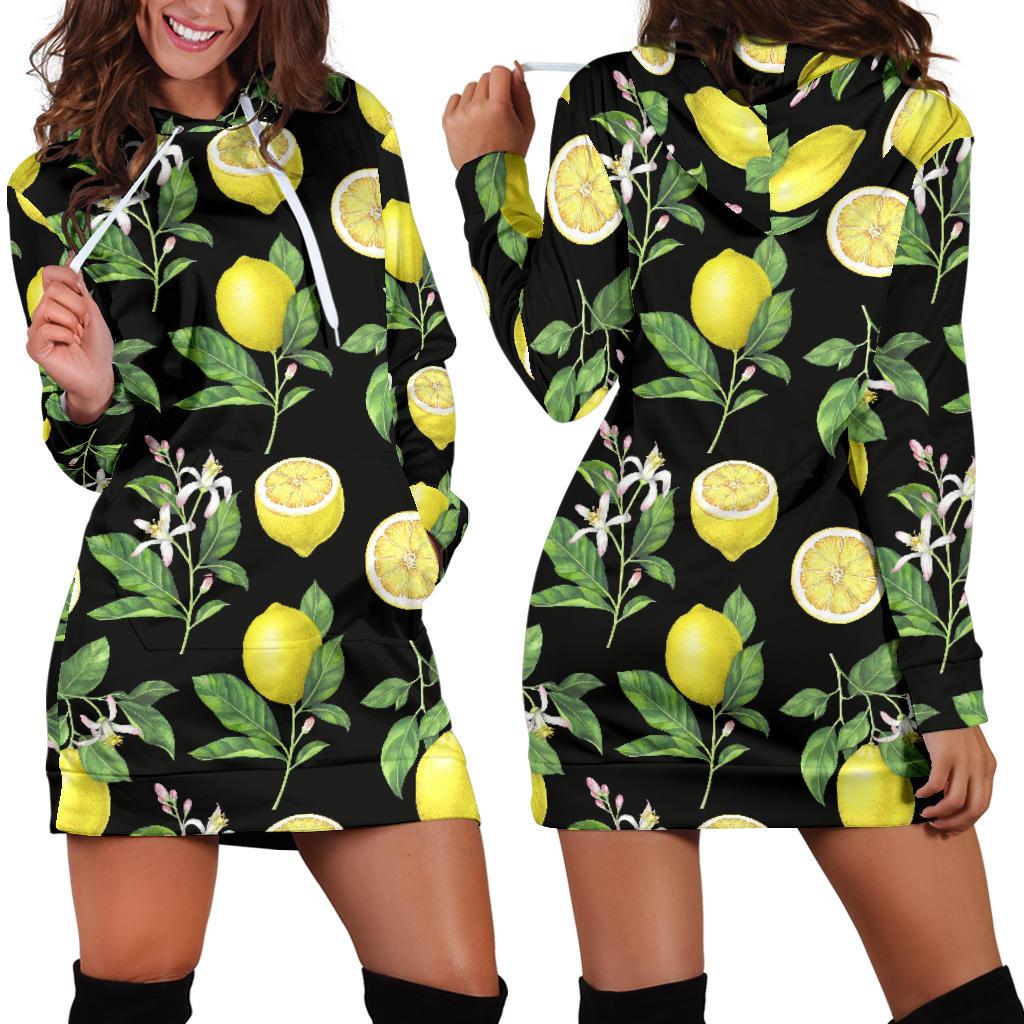 Lemon Pattern Print Design LM02 Women Hoodie Dress