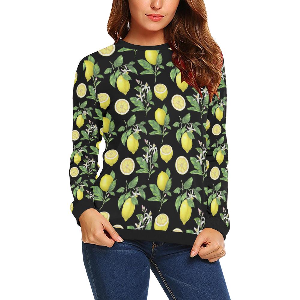 Lemon Pattern Print Design LM02 Women Long Sleeve Sweatshirt-JorJune