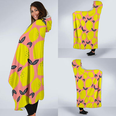 Lemon Pattern Print Design LM03 Hooded Blanket-JORJUNE.COM