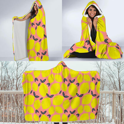 Lemon Pattern Print Design LM03 Hooded Blanket-JORJUNE.COM