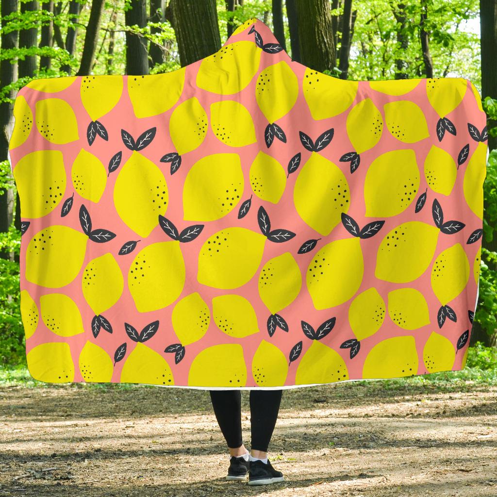 Lemon Pattern Print Design LM03 Hooded Blanket-JORJUNE.COM