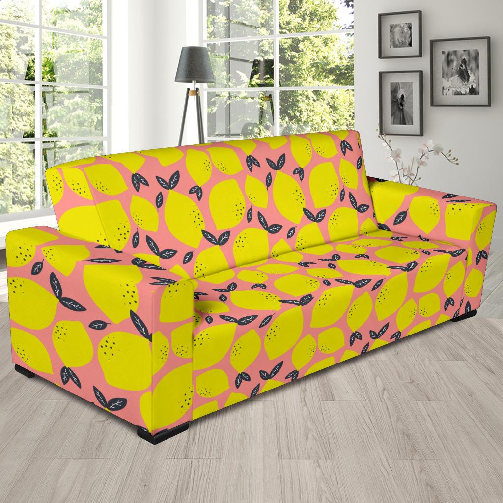 Lemon Pattern Print Design LM03 Sofa Slipcover-JORJUNE.COM
