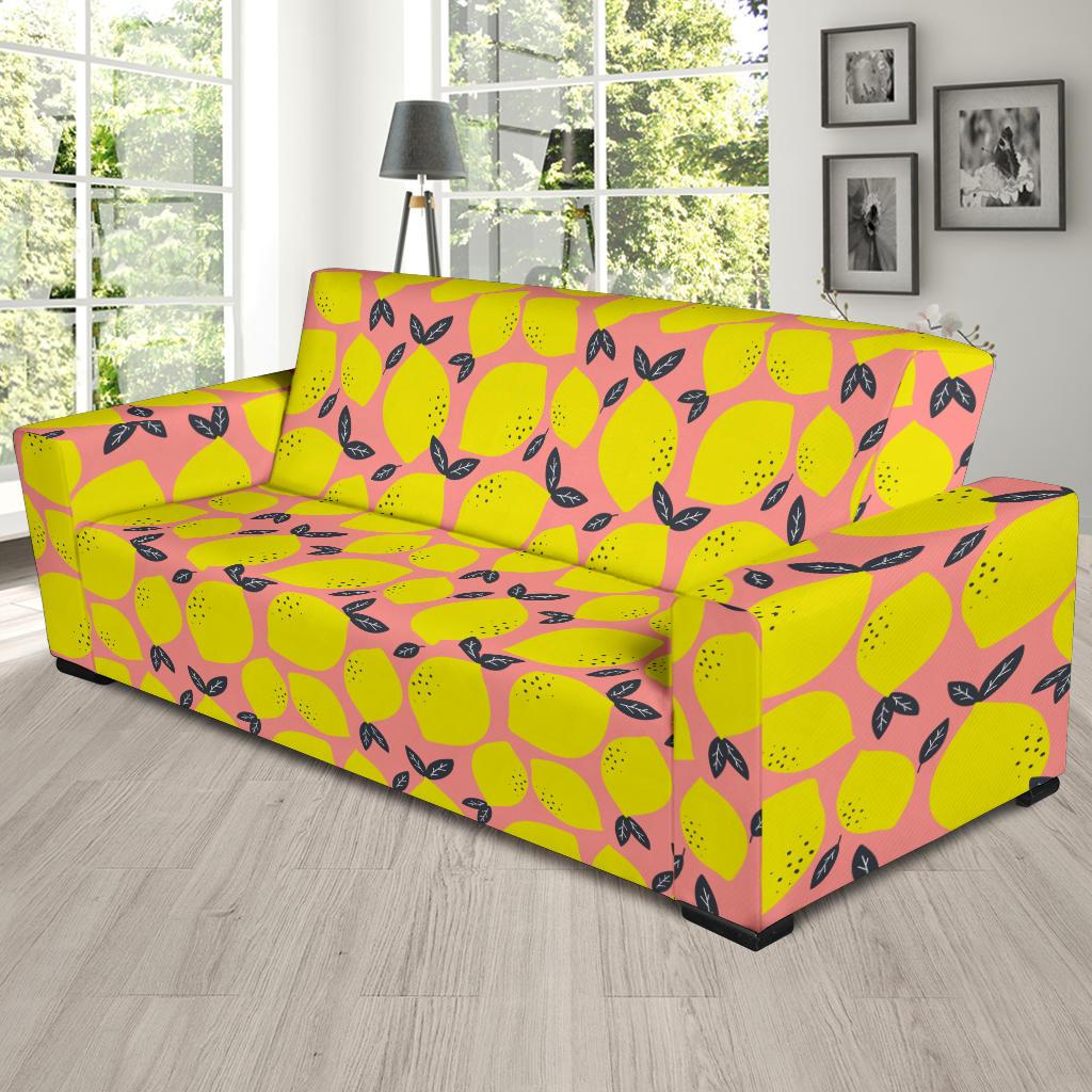 Lemon Pattern Print Design LM03 Sofa Slipcover-JORJUNE.COM