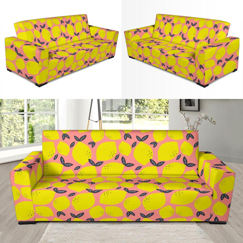 Lemon Pattern Print Design LM03 Sofa Slipcover-JORJUNE.COM