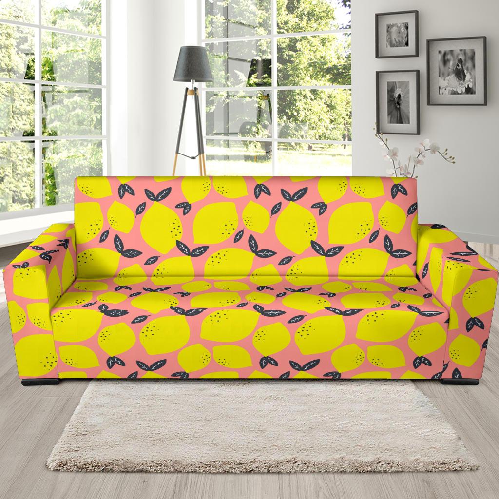 Lemon Pattern Print Design LM03 Sofa Slipcover-JORJUNE.COM
