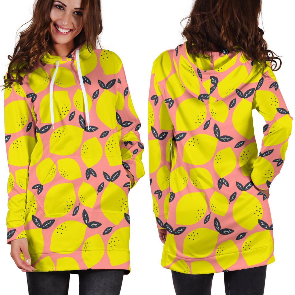Lemon Pattern Print Design LM03 Women Hoodie Dress