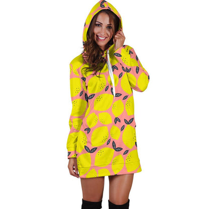 Lemon Pattern Print Design LM03 Women Hoodie Dress
