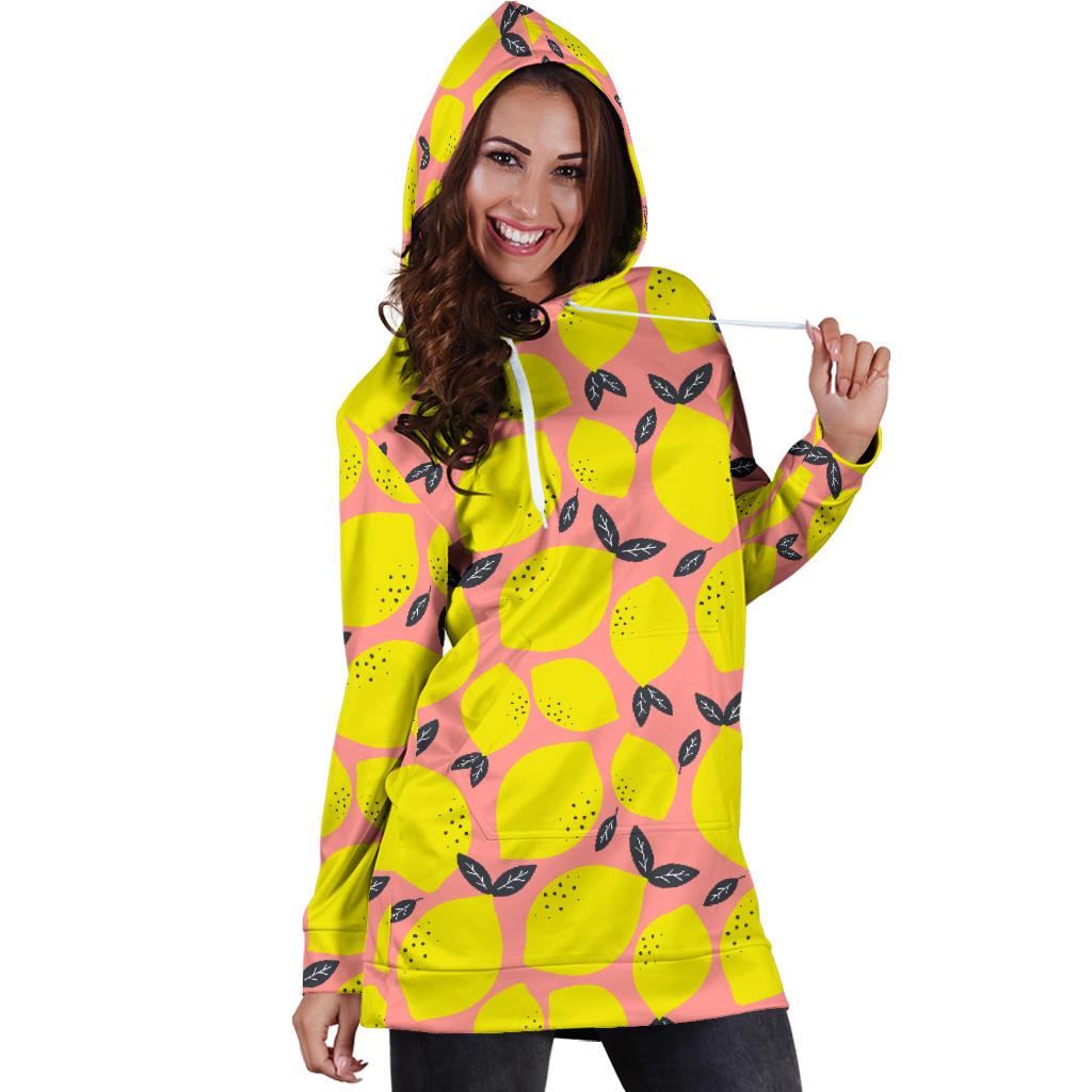 Lemon Pattern Print Design LM03 Women Hoodie Dress