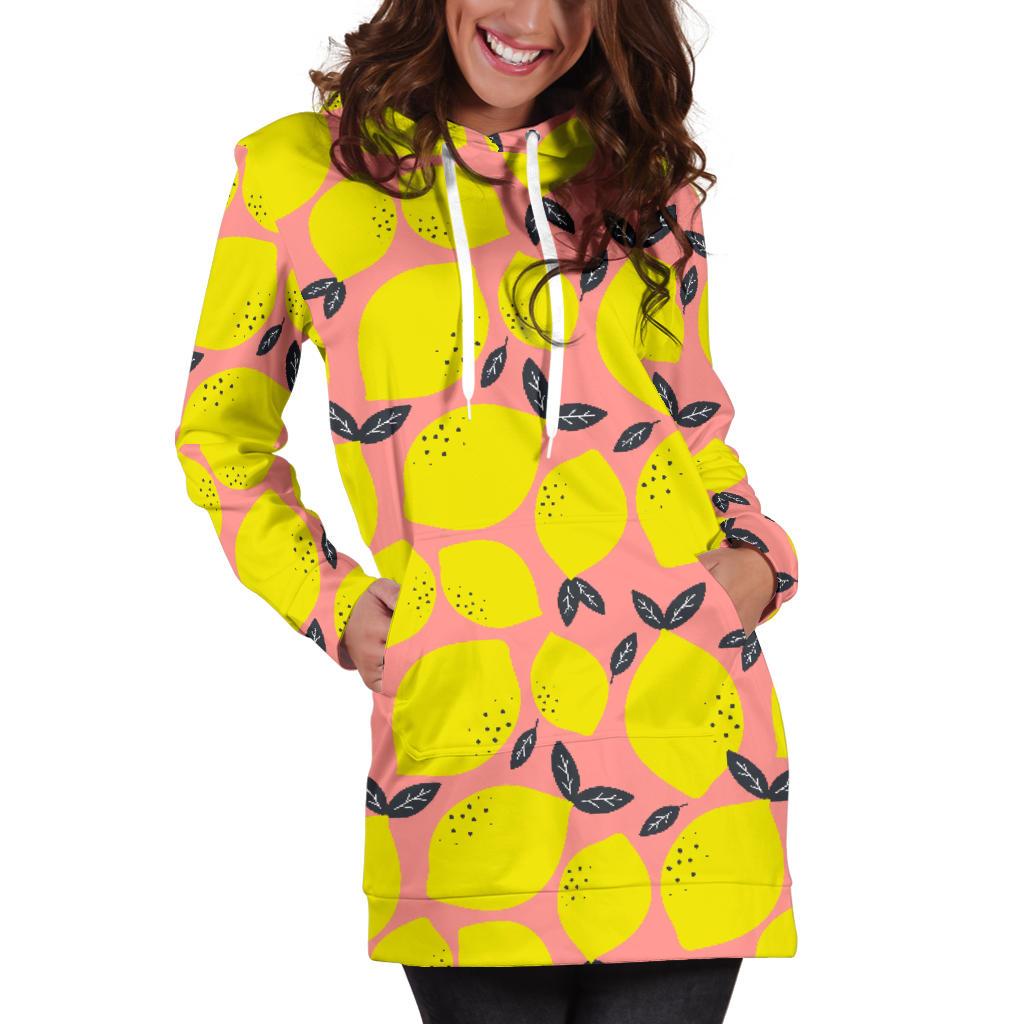 Lemon Pattern Print Design LM03 Women Hoodie Dress