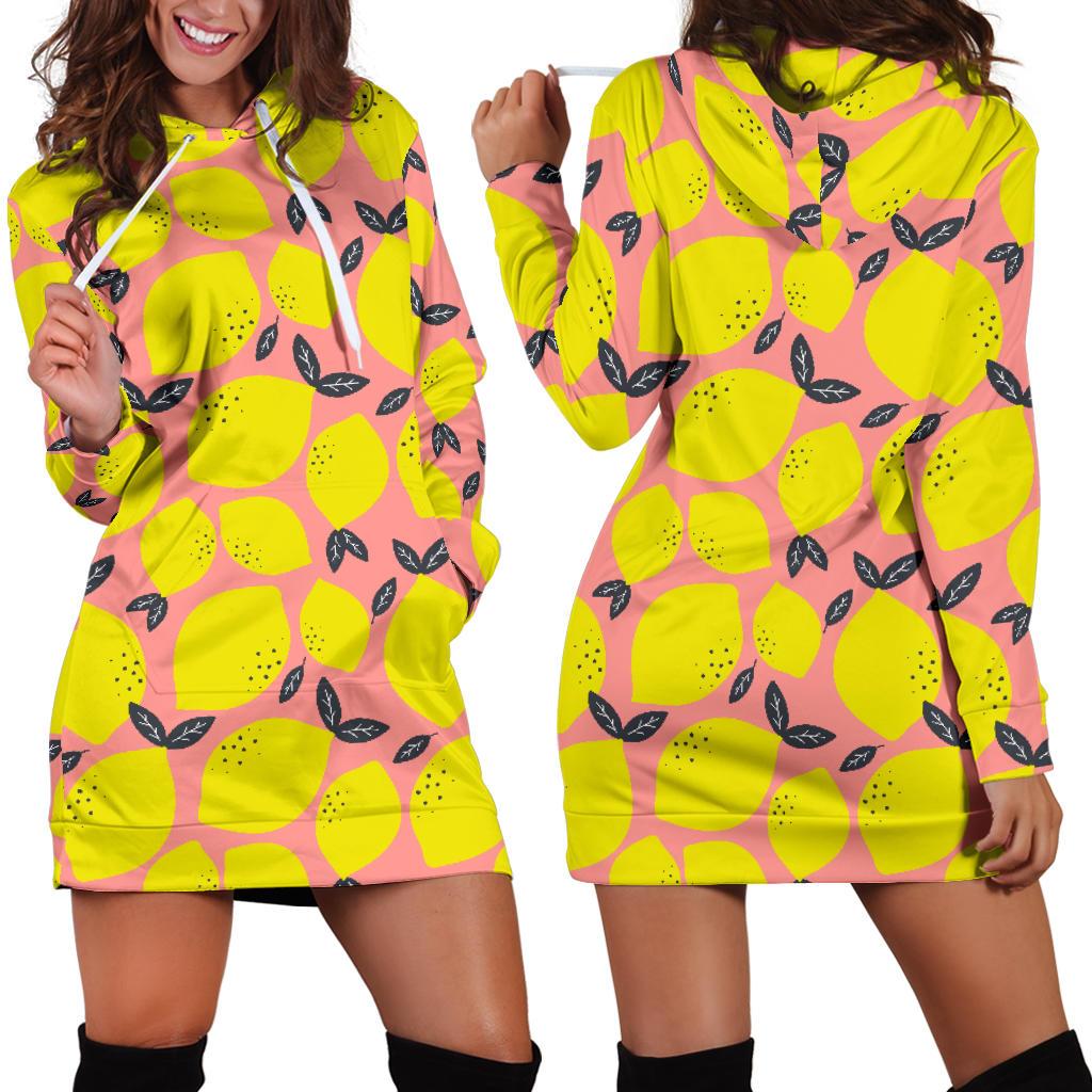 Lemon Pattern Print Design LM03 Women Hoodie Dress