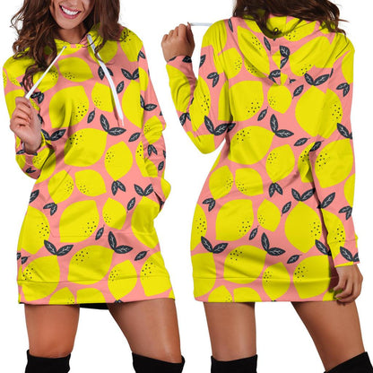 Lemon Pattern Print Design LM03 Women Hoodie Dress