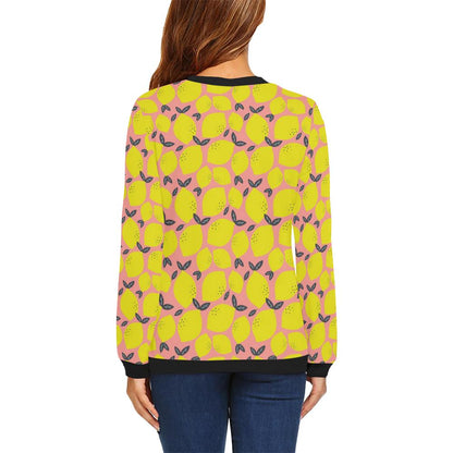 Lemon Pattern Print Design LM03 Women Long Sleeve Sweatshirt-JorJune