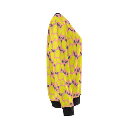 Lemon Pattern Print Design LM03 Women Long Sleeve Sweatshirt-JorJune