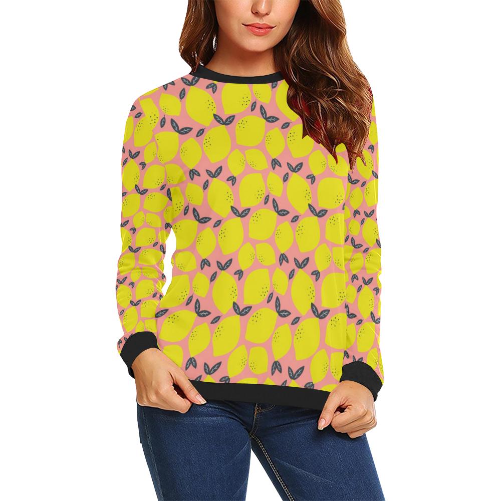 Lemon Pattern Print Design LM03 Women Long Sleeve Sweatshirt-JorJune