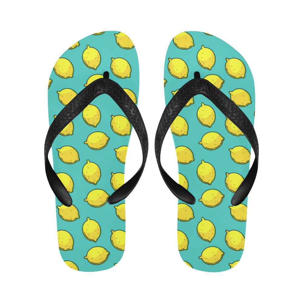 Lemon Pattern Print Design LM04 Flip Flops-JorJune