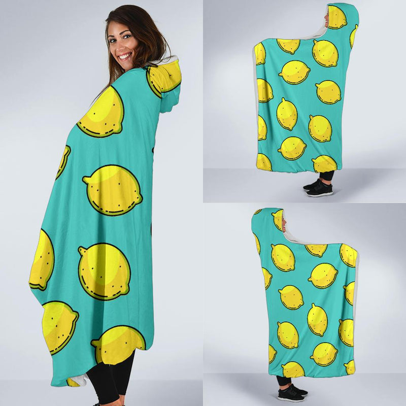 Lemon Pattern Print Design LM04 Hooded Blanket-JORJUNE.COM