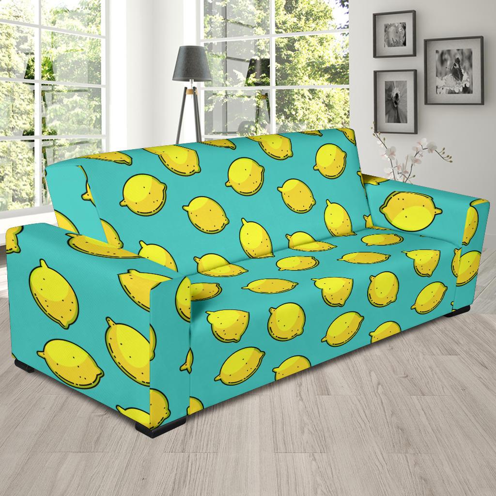 Lemon Pattern Print Design LM04 Sofa Slipcover-JORJUNE.COM