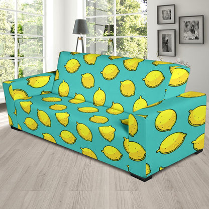 Lemon Pattern Print Design LM04 Sofa Slipcover-JORJUNE.COM