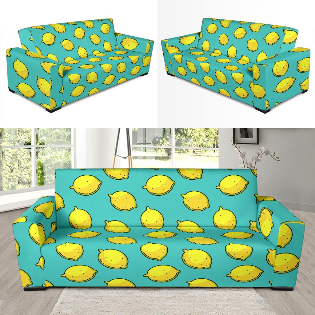 Lemon Pattern Print Design LM04 Sofa Slipcover-JORJUNE.COM