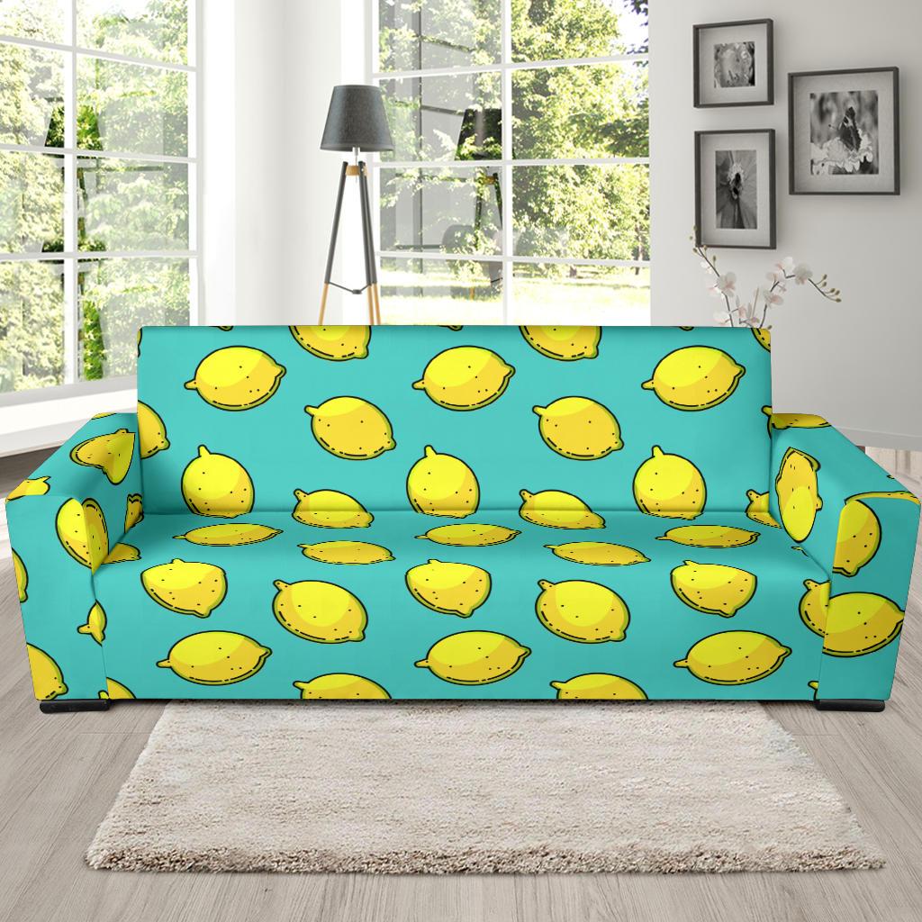 Lemon Pattern Print Design LM04 Sofa Slipcover-JORJUNE.COM