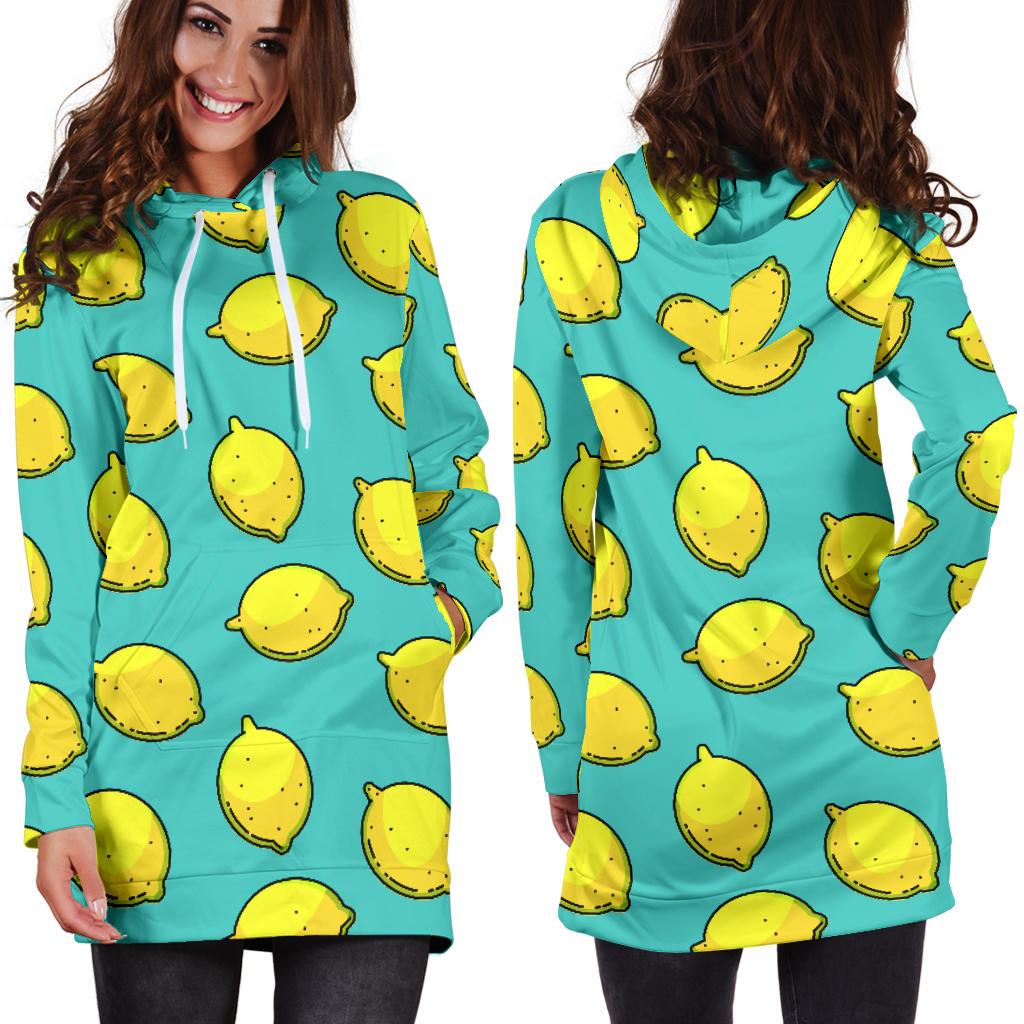 Lemon Pattern Print Design LM04 Women Hoodie Dress