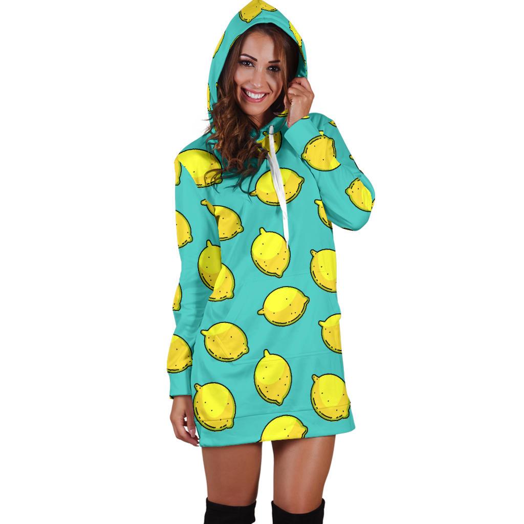 Lemon Pattern Print Design LM04 Women Hoodie Dress