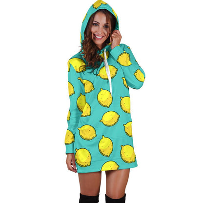 Lemon Pattern Print Design LM04 Women Hoodie Dress