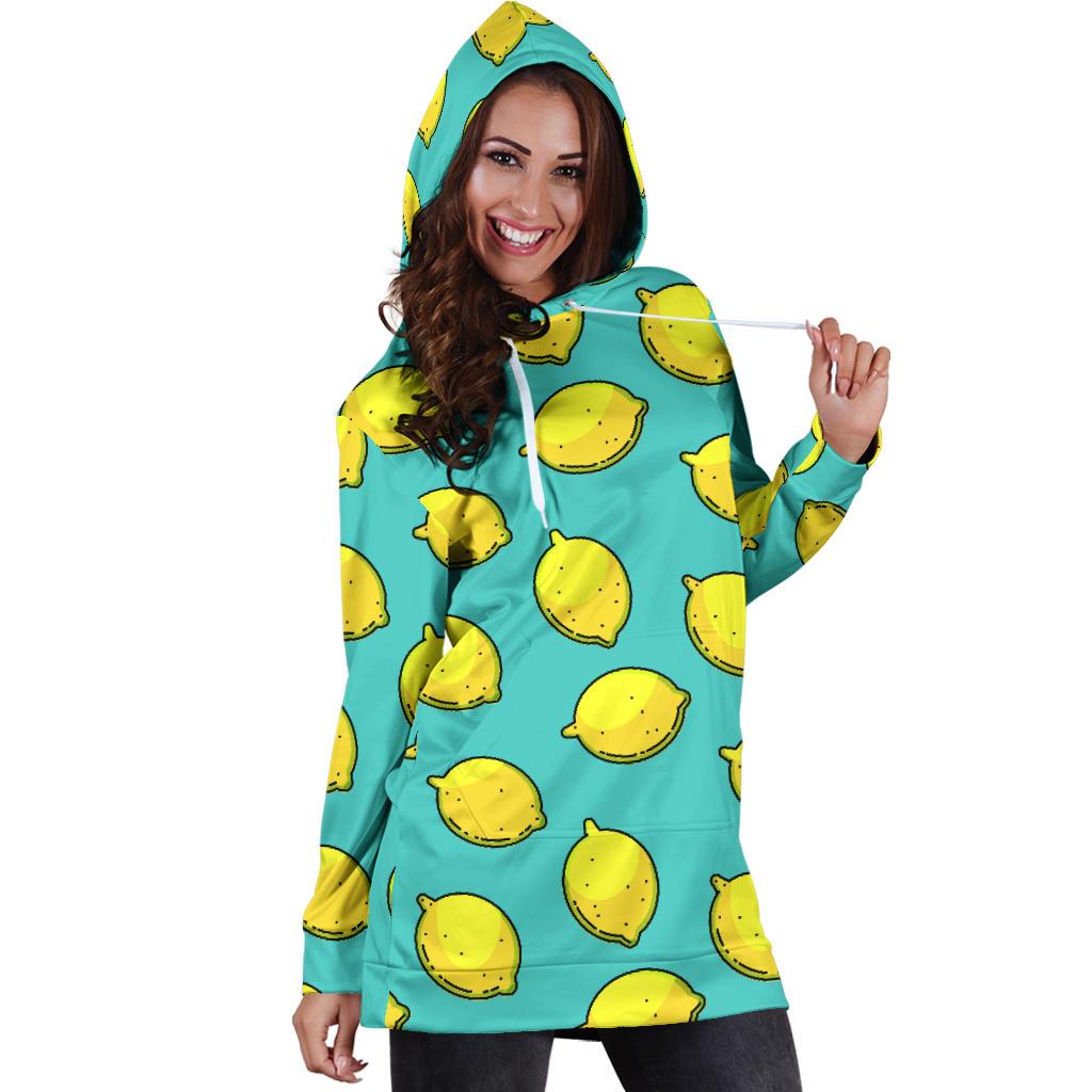 Lemon Pattern Print Design LM04 Women Hoodie Dress