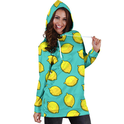 Lemon Pattern Print Design LM04 Women Hoodie Dress