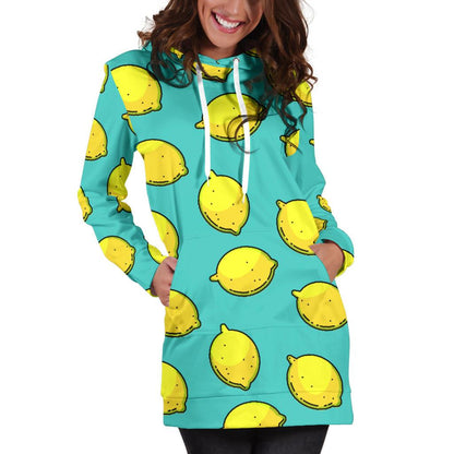 Lemon Pattern Print Design LM04 Women Hoodie Dress