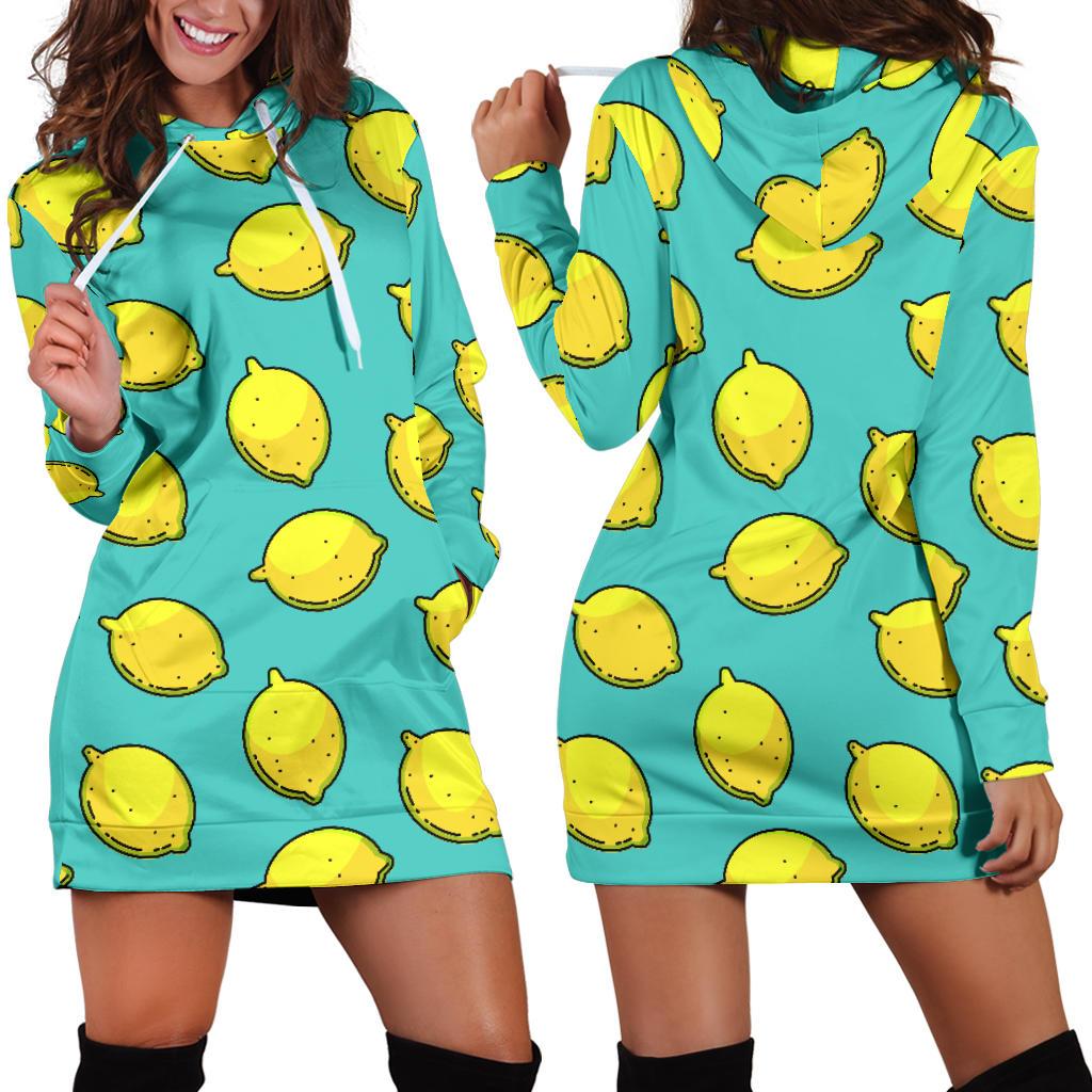 Lemon Pattern Print Design LM04 Women Hoodie Dress