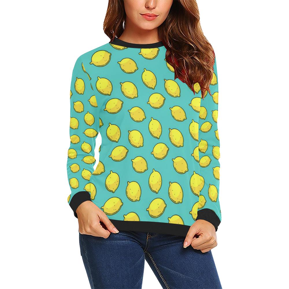 Lemon Pattern Print Design LM04 Women Long Sleeve Sweatshirt-JorJune