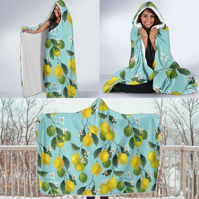 Lemon Pattern Print Design LM05 Hooded Blanket-JORJUNE.COM