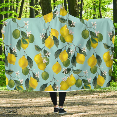 Lemon Pattern Print Design LM05 Hooded Blanket-JORJUNE.COM