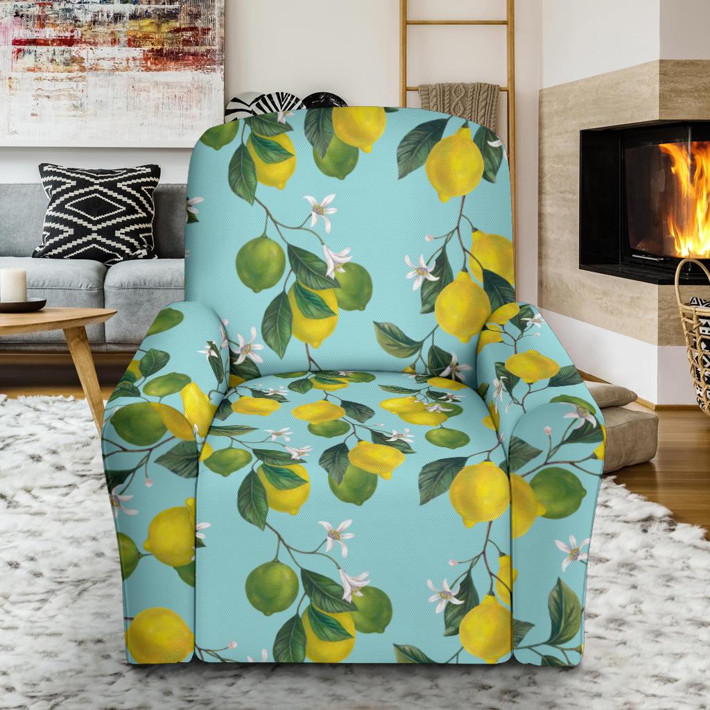 Lemon Pattern Print Design LM05 Recliner Slipcover-JORJUNE.COM