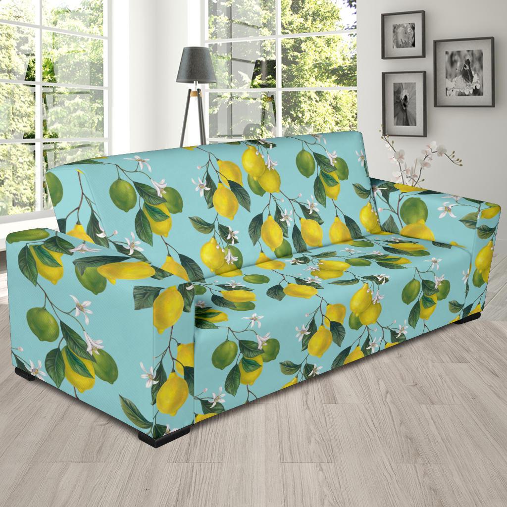 Lemon Pattern Print Design LM05 Sofa Slipcover-JORJUNE.COM