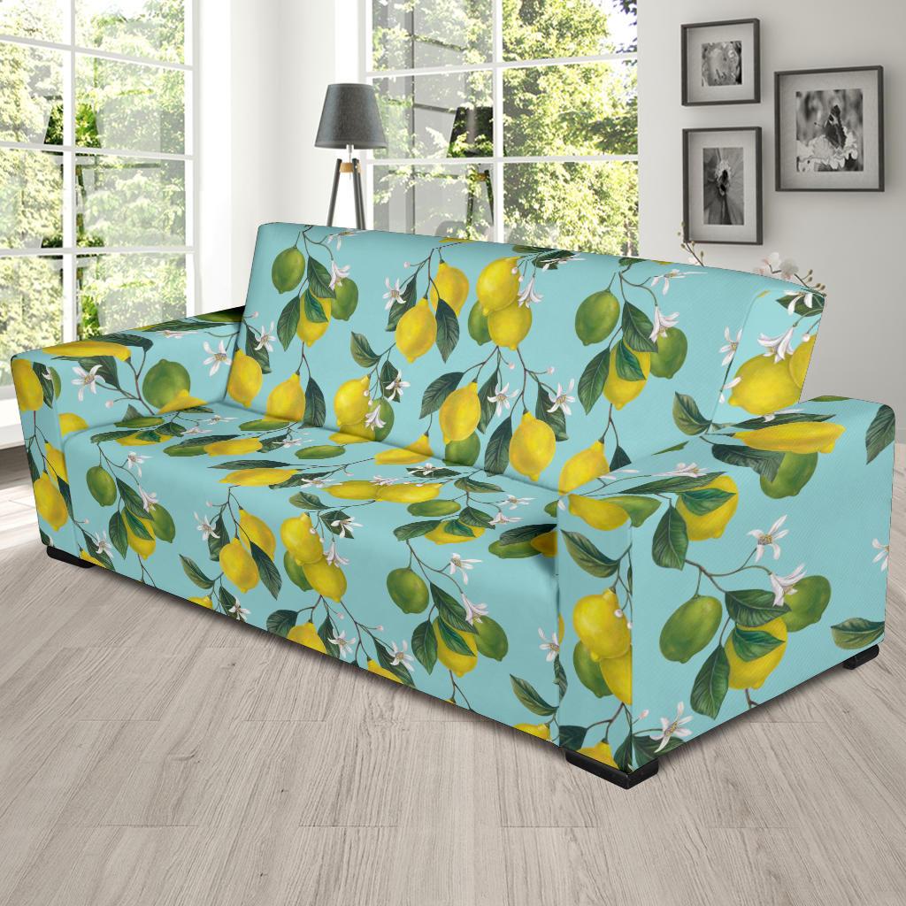 Lemon Pattern Print Design LM05 Sofa Slipcover-JORJUNE.COM