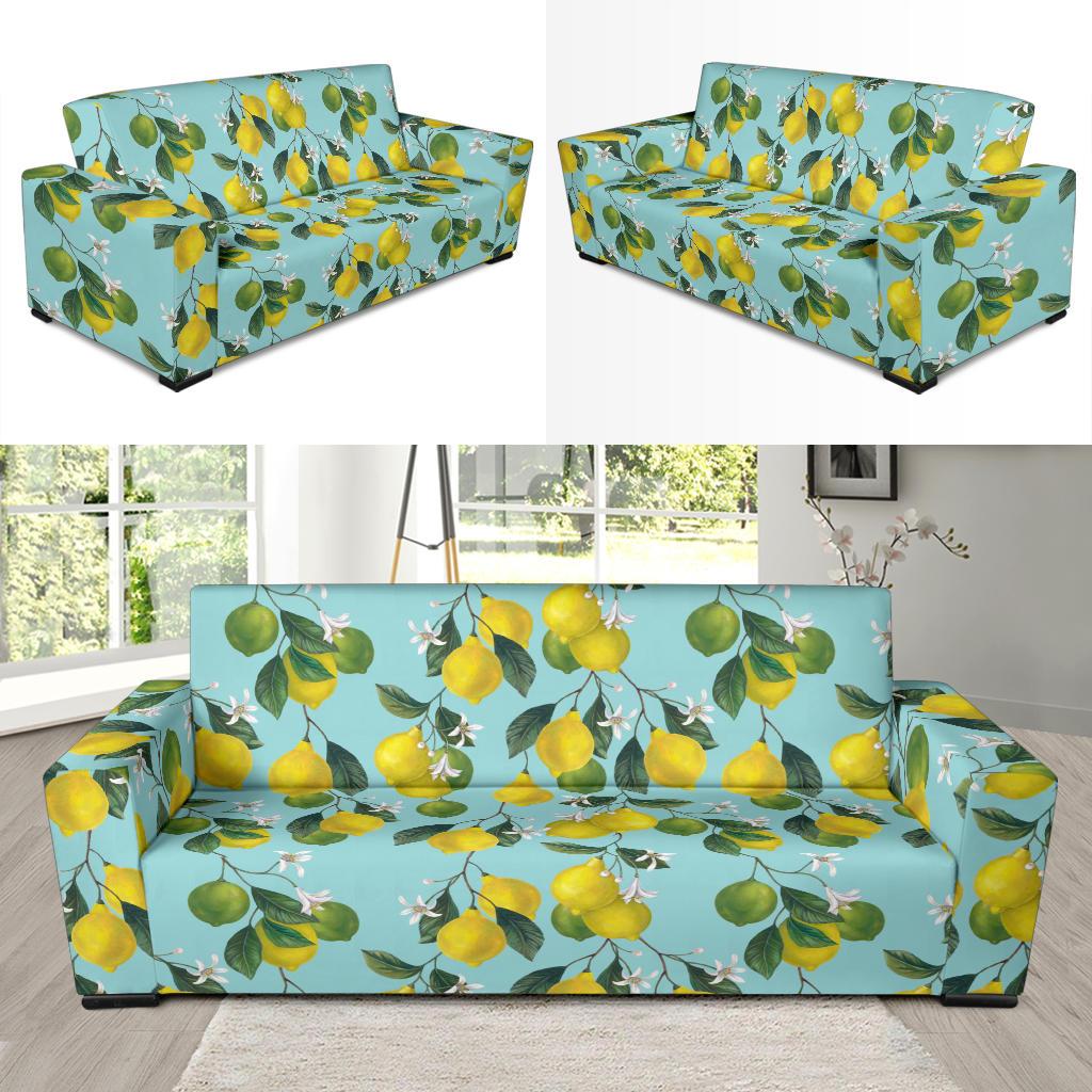 Lemon Pattern Print Design LM05 Sofa Slipcover-JORJUNE.COM